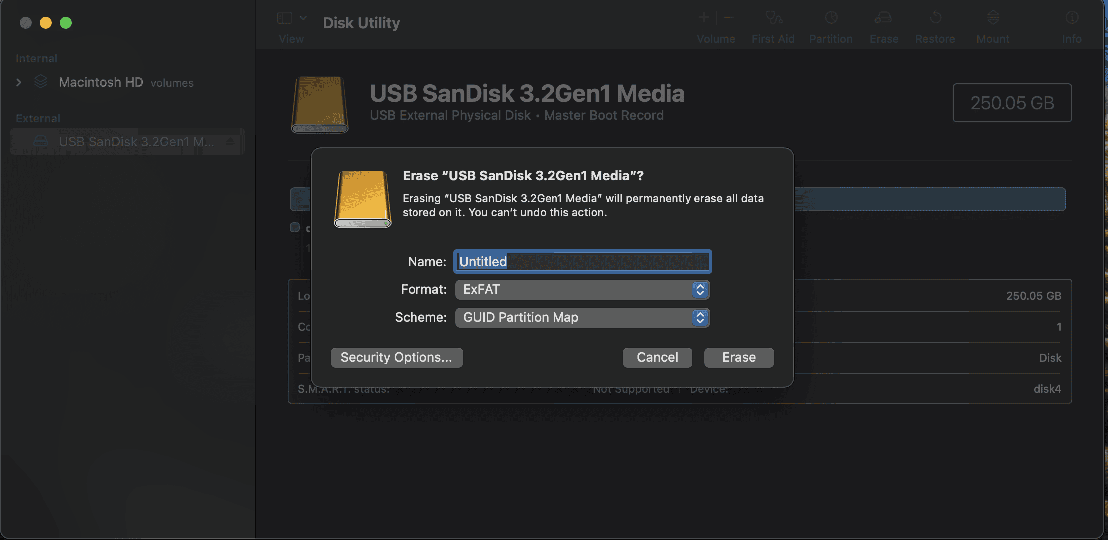 Disk Utility Drive Formatting